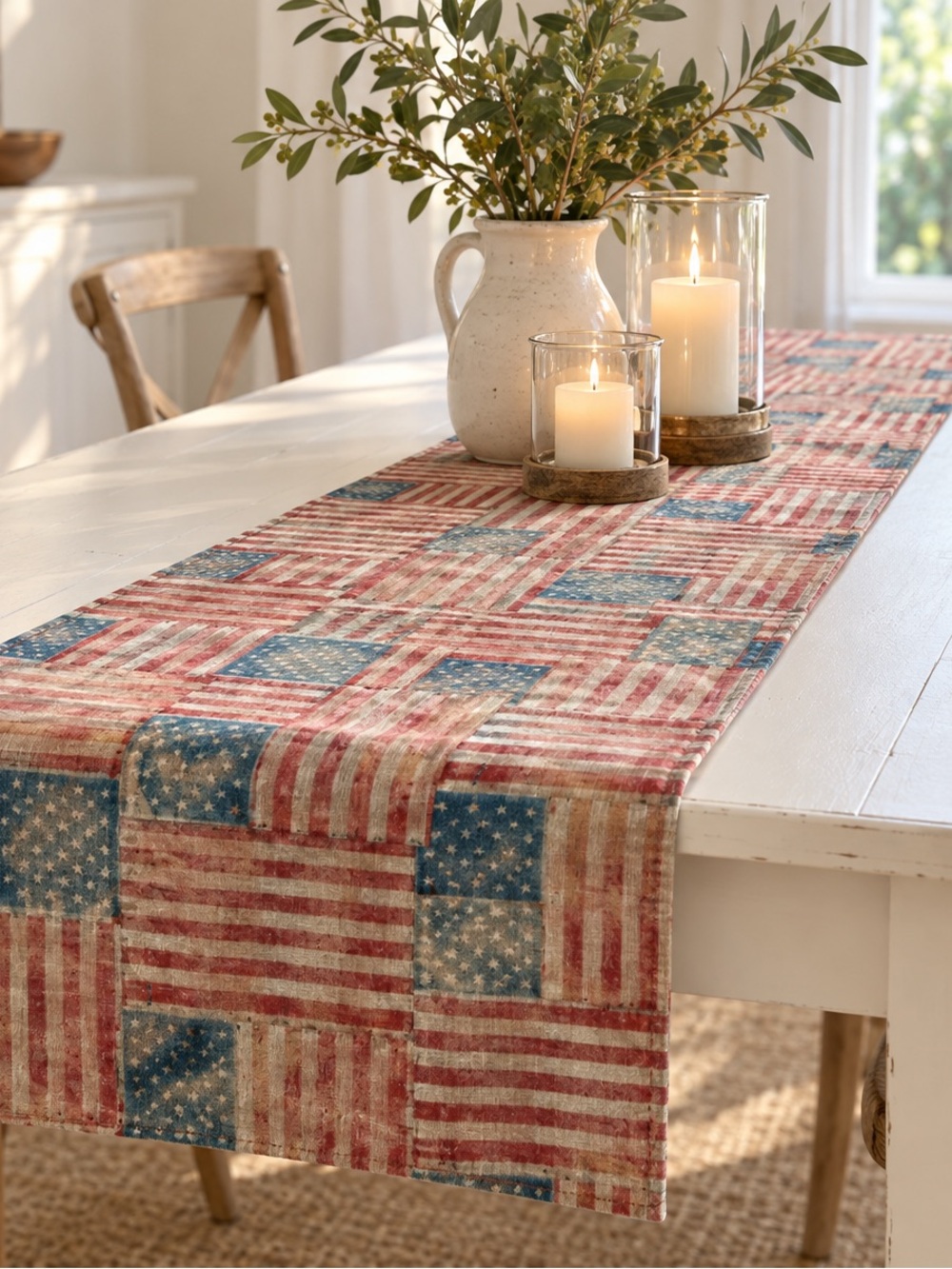 Pottery Barn table runner   Vintage Americana